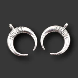 10pcs Antique Silver Color Retro Horns Crescent Moon Alloy Pendant DIY Charms For Jewelry Crafts Making 33*28mm A244