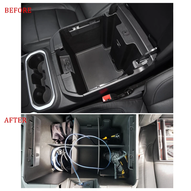 Divisorio per console centrale e vassoio organizer per Chevy Silverado 1500 / GMC Sierra 1500 2019-2023 e 2500/3500 HD 2020-2023