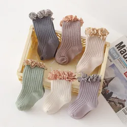 Baby Socks Cotton Newborn Knee High Long Socks Lace Girls Boy Plaid Leg Warmers Spring Summer Infant Princess Sock Spanish Cute