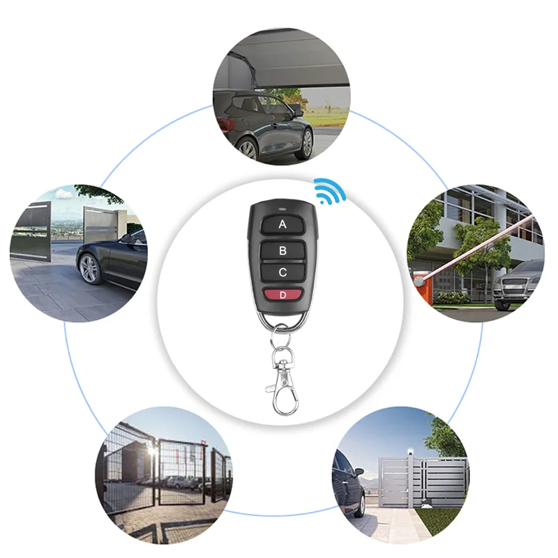 범용 무선 RF 원격 제어 컨트롤러, 게이트 차고 도어 알람 수신기용, 배터리 포함, 4 버튼, 433.92 Mhz