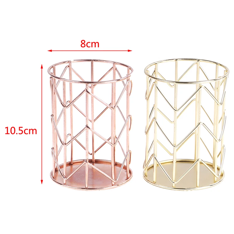 1Pc Ins Hollow Rose Gold Home Desk cancelleria Decor Office Pen Pencil Pot Holder contenitore Organizer pennello per trucco portabicchieri