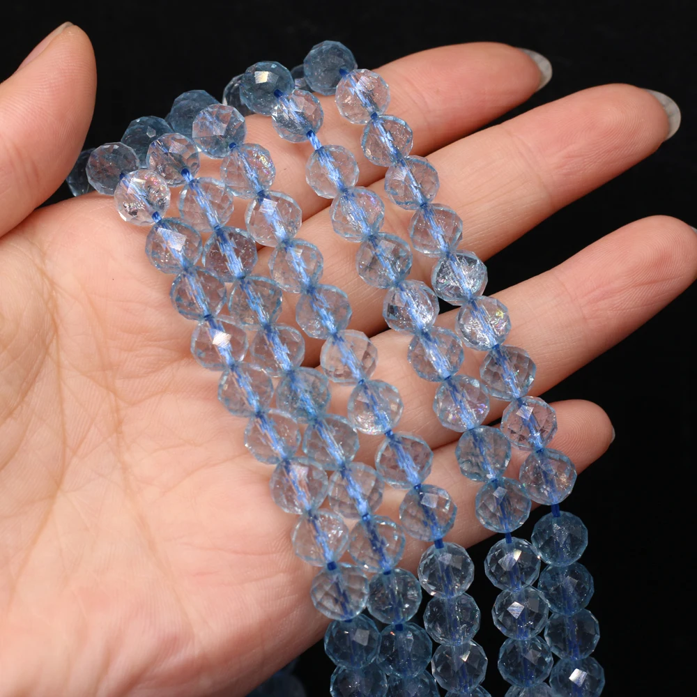 Fine Light Blue Topaz Beads Rondelle Austria Faceted Loose Crystal Bead for Trendy Jewelry Making DIY Bracelet Necklace Gifts