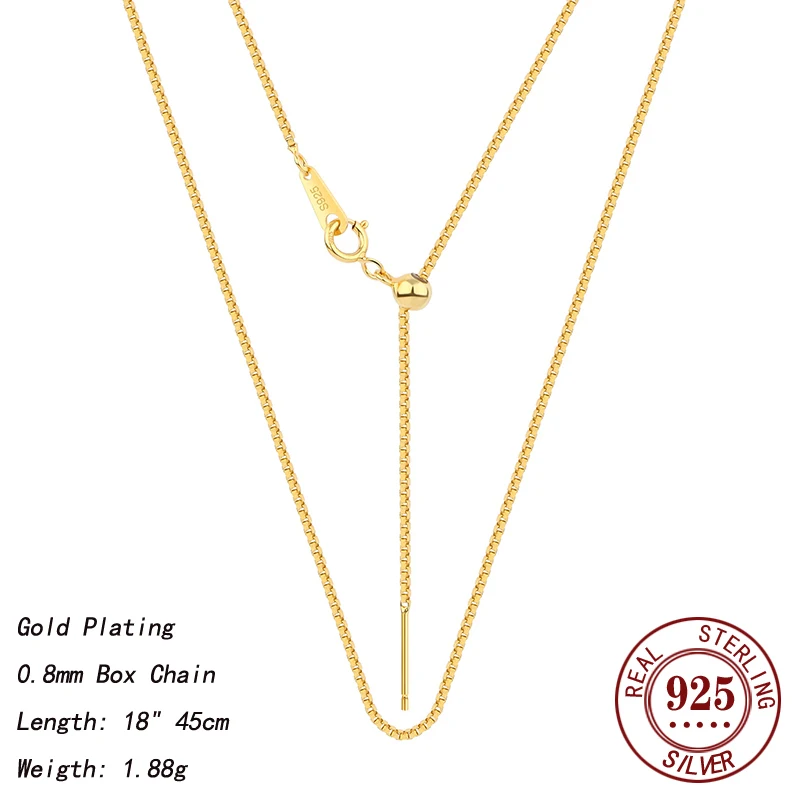 Somilia Box Chain Necklace Silver 18K Gold 3