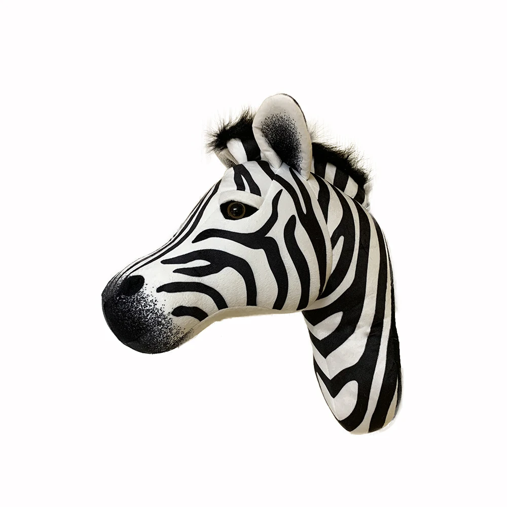 3D Lifelik ZOO Forest Animals  Photo Props Zebra Head Wall Plush Toys Bedroom Decoration Party Decoration