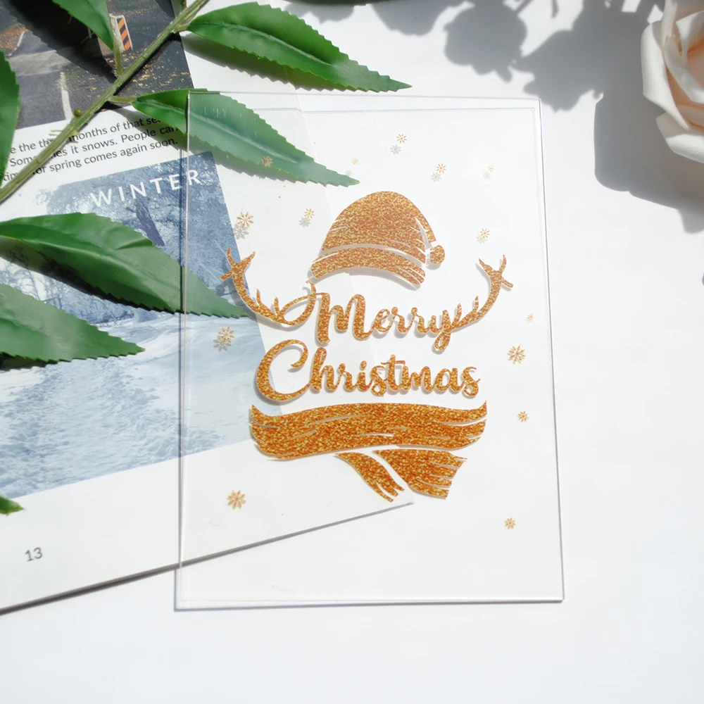 10pcs Customize Print Santa Claus Acrylic Greeting Card  High Quality UV Printing Eco-Friendly Ink