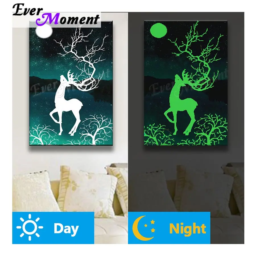 Ever Moment Diamond Painting Diamond Display New Arrival Luminous Brilliant Paint By Diamonds Deer Christmas Handmade Gift N007