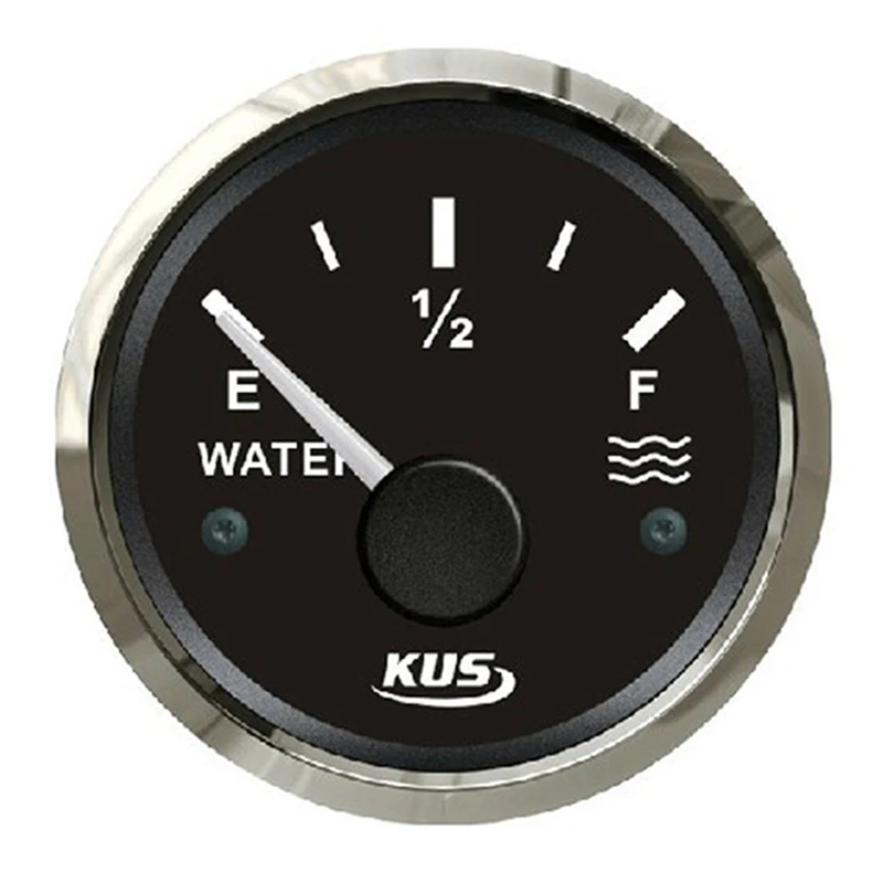 KUS D52mm 240-33ohm Marine Water Tank Level Gauge Stainless Steel Boat Water Tank Level Indicator Gauge White/Black