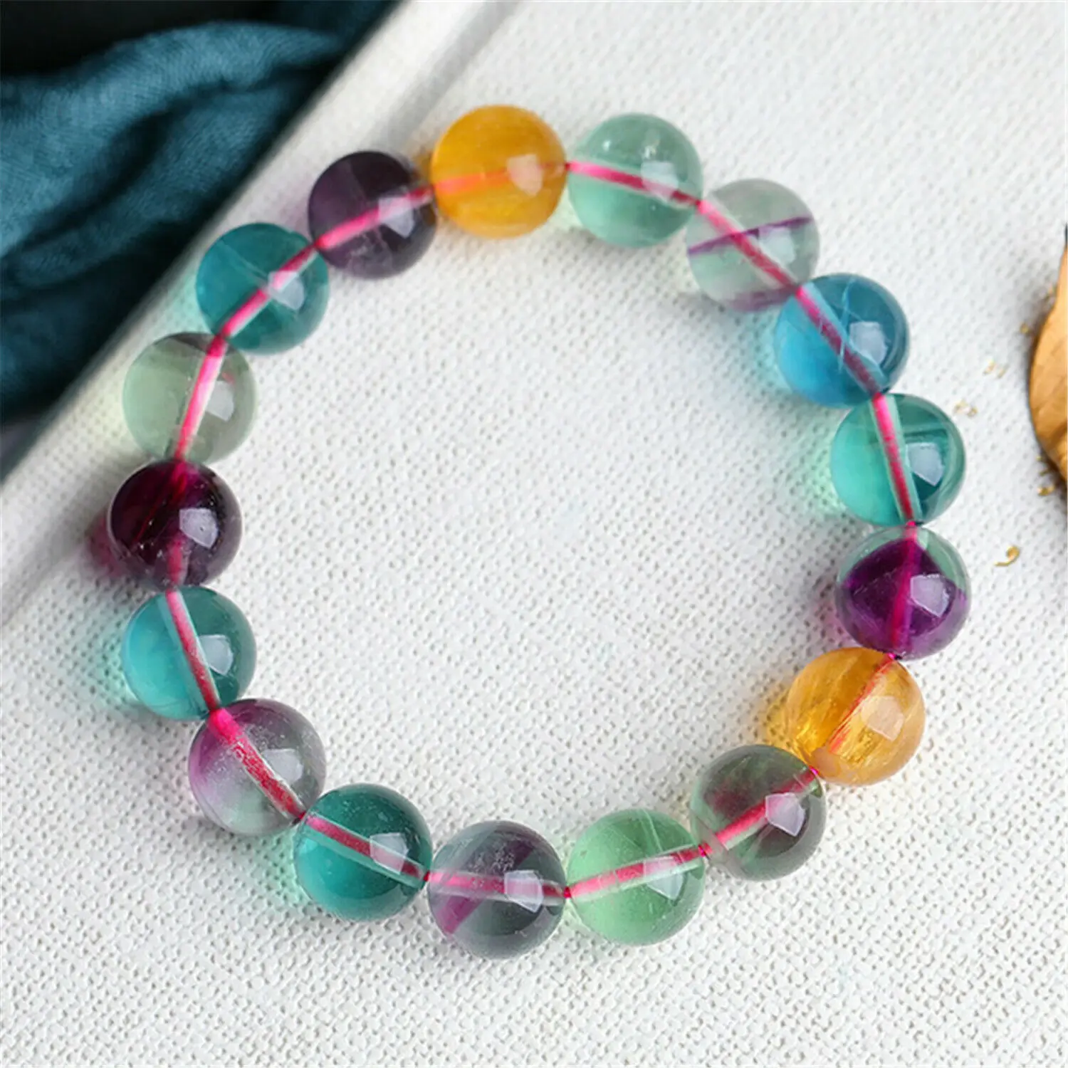 

Natural Colorful Fluorite Quartz Bracelet Blue Fluorite Clear Round Beads Wealthy 10mm 8mm Fluorite Bracelet AAAAA