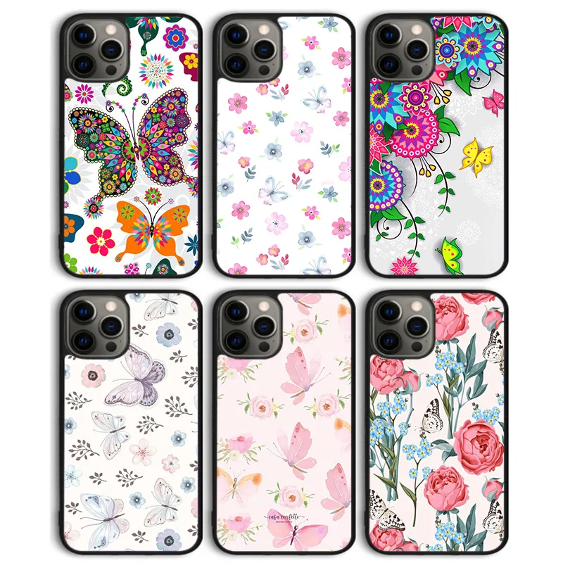 BUTTERFLY FLORAL PATTERN COLLECTION Phone Case Back Cover for iPhone 15 SE2020 14 13 11 12 Pro Max mini XS XR 8 Plus 7 Coque