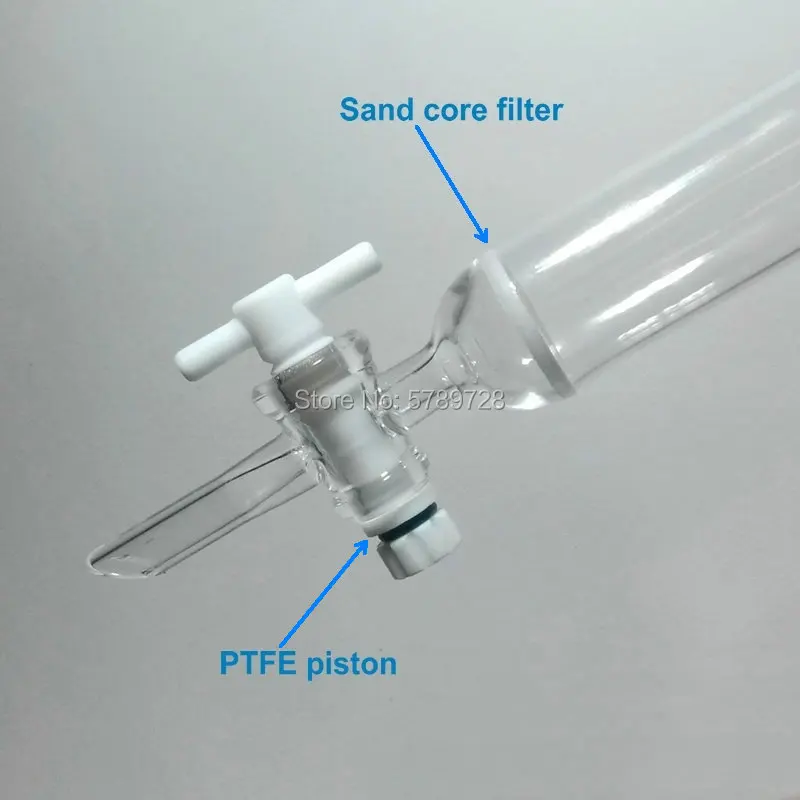 1pcs Caliber 24# glass chromatography column with tetrafluoro piston,sand core glass chromatography column with standard mouth