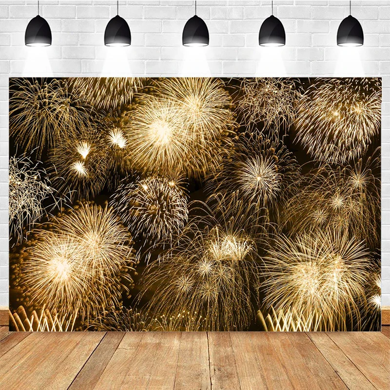 Mocsicka Happy New Year 2024 Backdrop Glitter Dot Party Decor Clock Fireworks Photography Backdrop Firecracker Prop Photo Studio