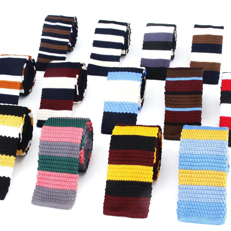 

Brand New Design Fashion Knit Tie For Men Slim Knitted Neck Ties Cravate Narrow Skinny Necktie For Men Wedding Party Stripe Ties