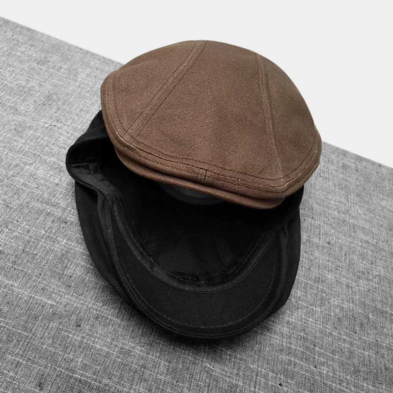 Vintage Flat Caps For Men Solid Cotton Beret Hat Women Casual Coffee Duckbill Ivy Cap Spring And Summer Breathable Hats BLM239