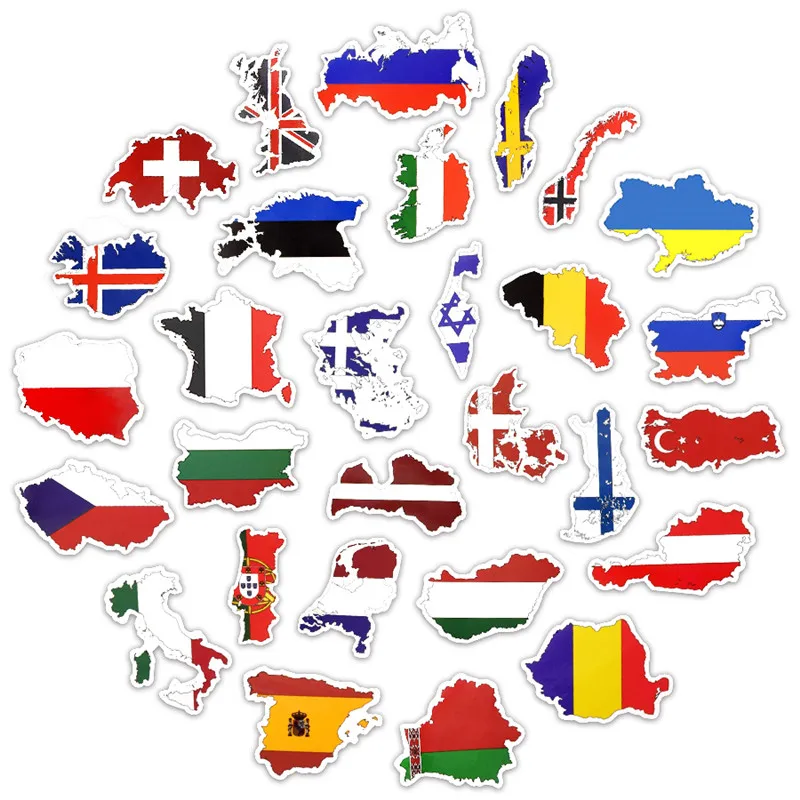 50pcs Vinyl National Flag Country Map Stickers World Flag Stickers Travel Case Laptops Skin Sticker for MacBook Pro Air 11