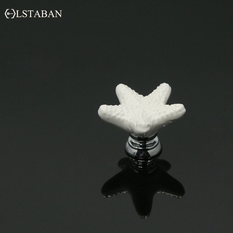 Ceramic Handle Cabinet Drawer Black And White New Cartoon Starfish European Style Furniture Cabinet Door Knob Bookcase Handles
