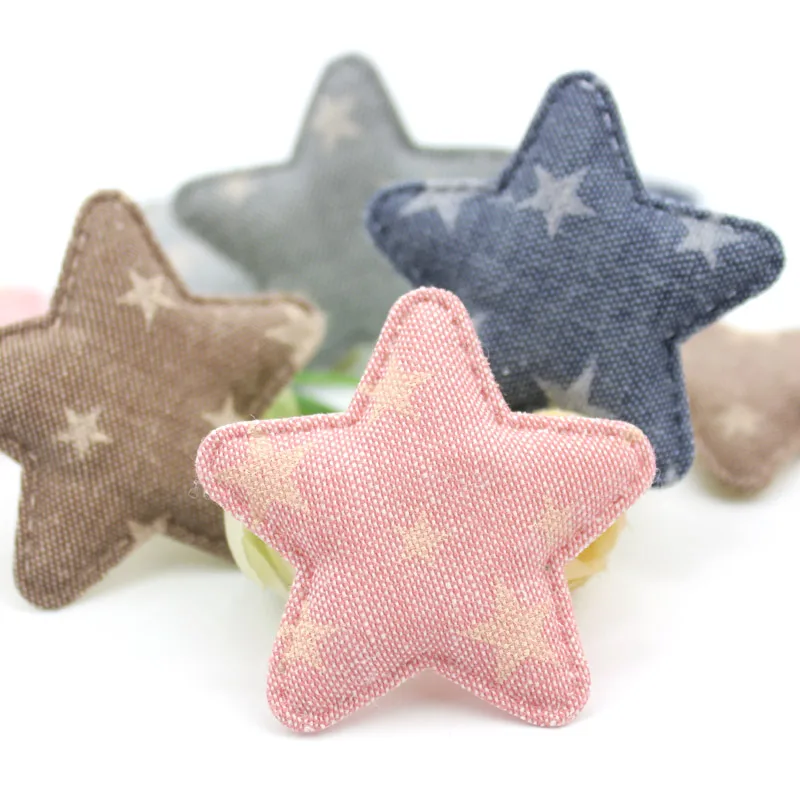 40Pcs 5cm Denim Fabric Star Appliques For DIY Kids Crafts Headwear Accessories Hairpin Decor Clothes Sewing Patches Wholesale