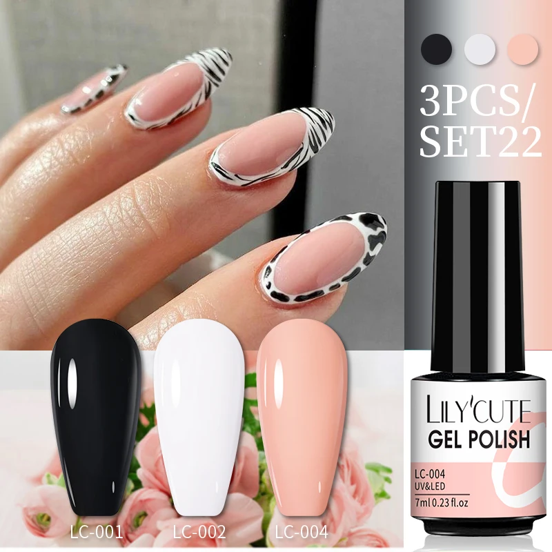 Lilycute 7ml 3 pçs conjunto de verniz de gel de unha cor outono inverno semi permanente híbrido para base superior casaco embeber fora uv led diy unha arte gel