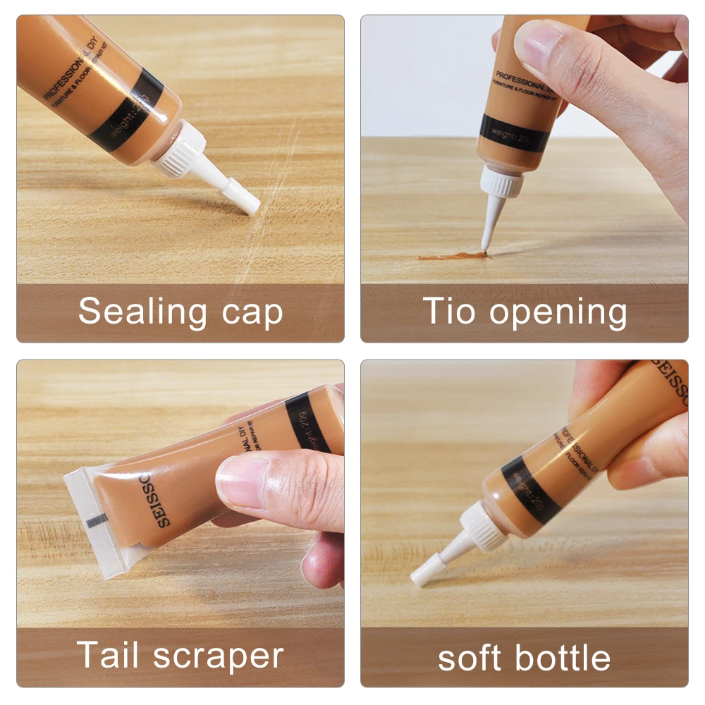 Wood Furniture Repair Kit Wood Filler 24 Colors Furniture Touch Up Kit Restorer Cover Surface Scratch for Wooden Floor, Table