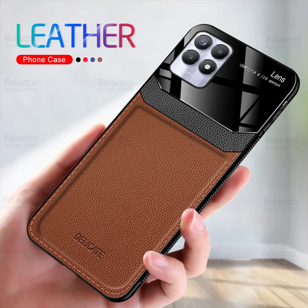 For Oppo Realme 8i Case Plexiglass Back Leather Protection Phone Cover Realme8i Realmi Realmy 8 i RMX3151 6.6\