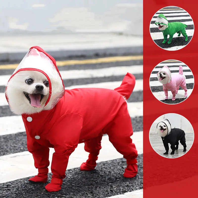 Dog Raincoat Pet Clothes Dog Clothing Waterproof Jumpsuit Jacket Yorkshire Poodle Pomeranian Puppy Coat