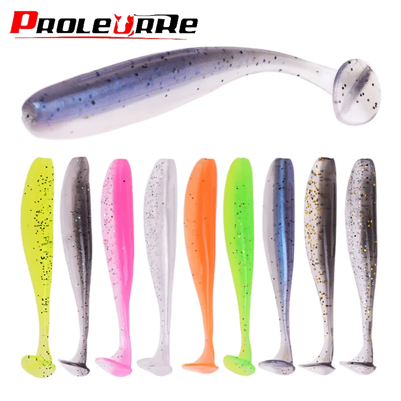 Proleurre Shad Worm Soft Bait 95mm 75mm 50mm T Tail Jigging Wobblers Fishing Lure Tackle Bass Pike Aritificial Silicone Swimbait