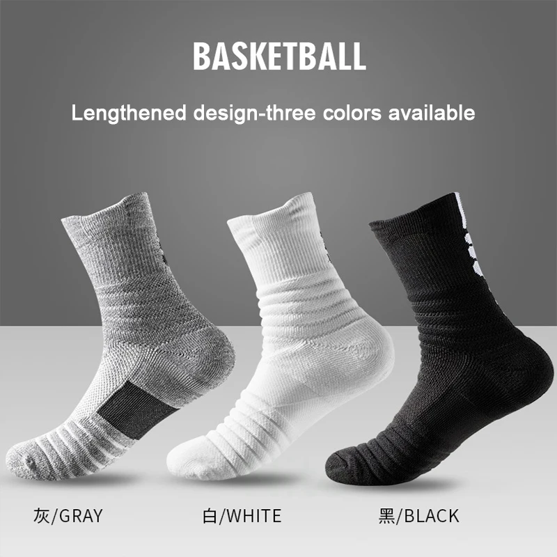 High Socks Men Basketball Sport Socks Breathable Running Cycling Soccer Hiking Black Athletic Cotton Sock Men Winter Warm Socks