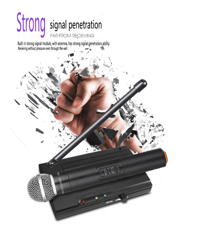 GAW-U100 المهنية UHF واحد إلى واحد ميكروفون لاسلكي محمول باليد مناسبة لأداء المؤتمر KTV