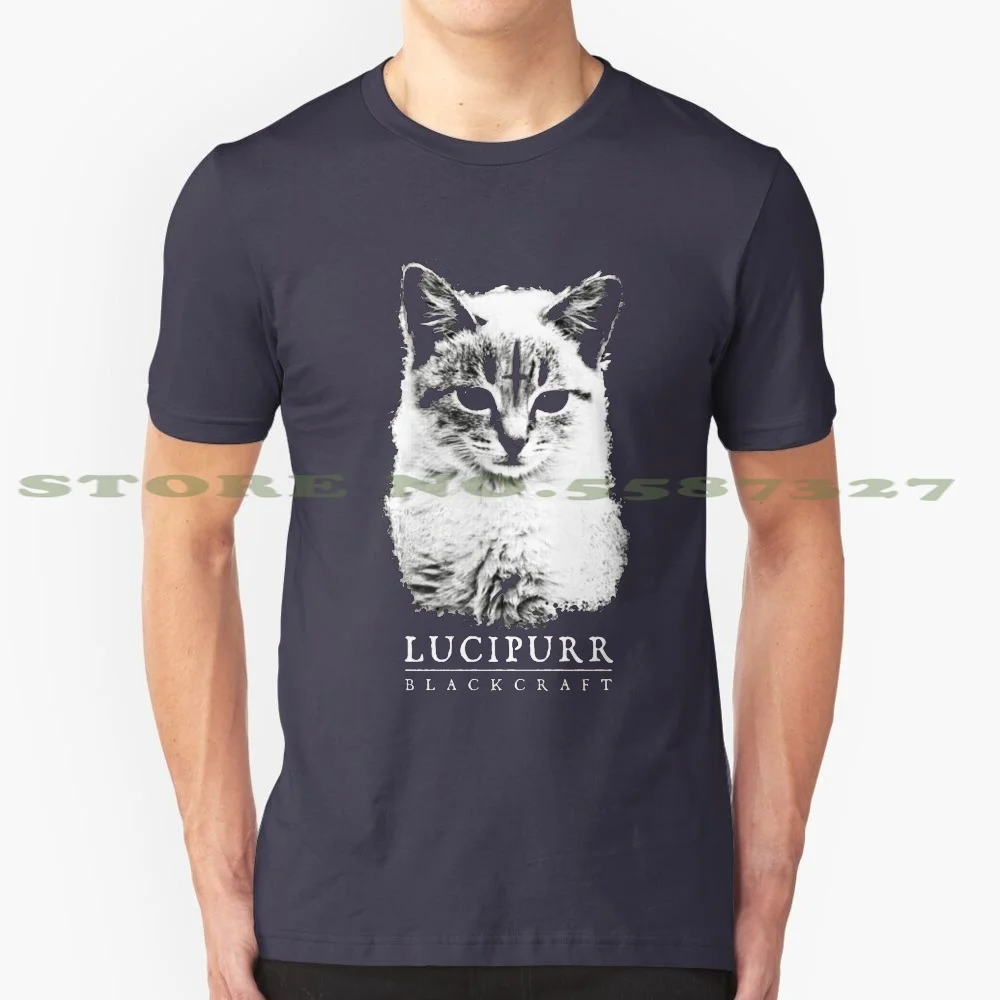 Lucipurr 100% Cotton T-Shirt Smoke Catnip Hail Lucipurr 666 Satan Blackcat Blackcraft Cult