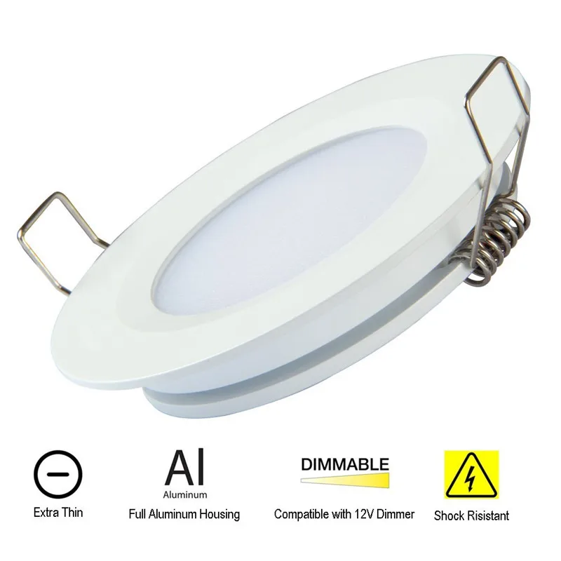 

Tokili Mini Downlight LED 6-Pack Spring Clips Mount Low Profile Full Aluminum DC12V 3W for Camper Boat House Flush Ceiling Lamp