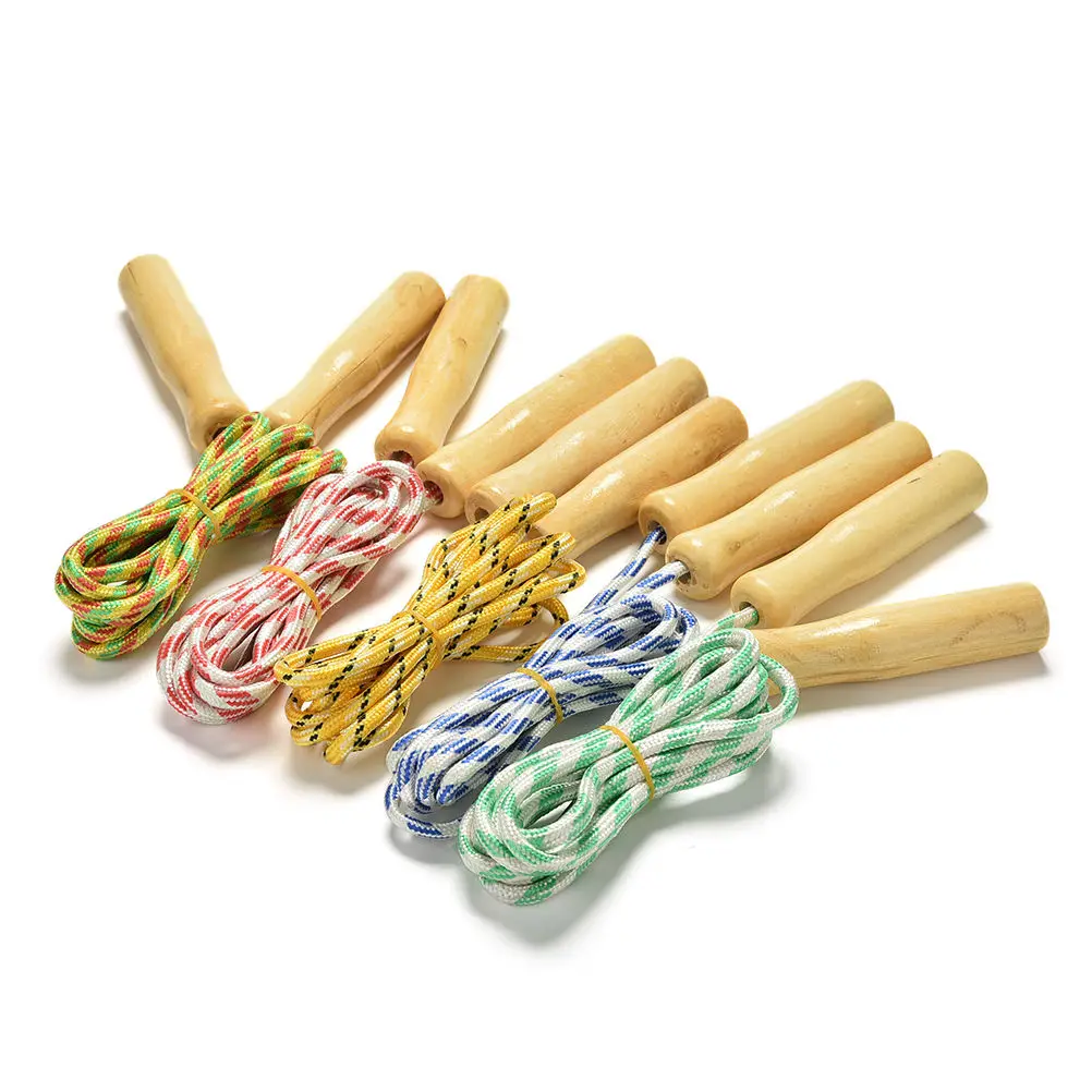 1PC Children Jump Rope Wooden Handle Rope Cute Sports Skipping Rope Practice Speed Jump Kid Fitness Equipment Training