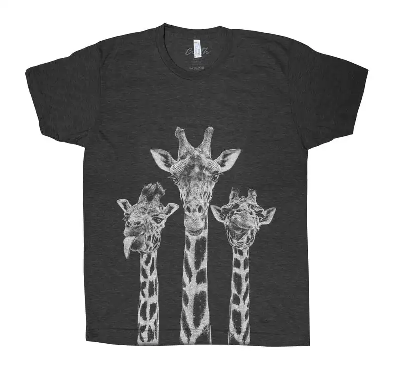 Giraffe Custom  Print Tri-Blend Short Sleeve 100% cotton crewneck short sleeve cute fashion top tees for women Ladies plus size