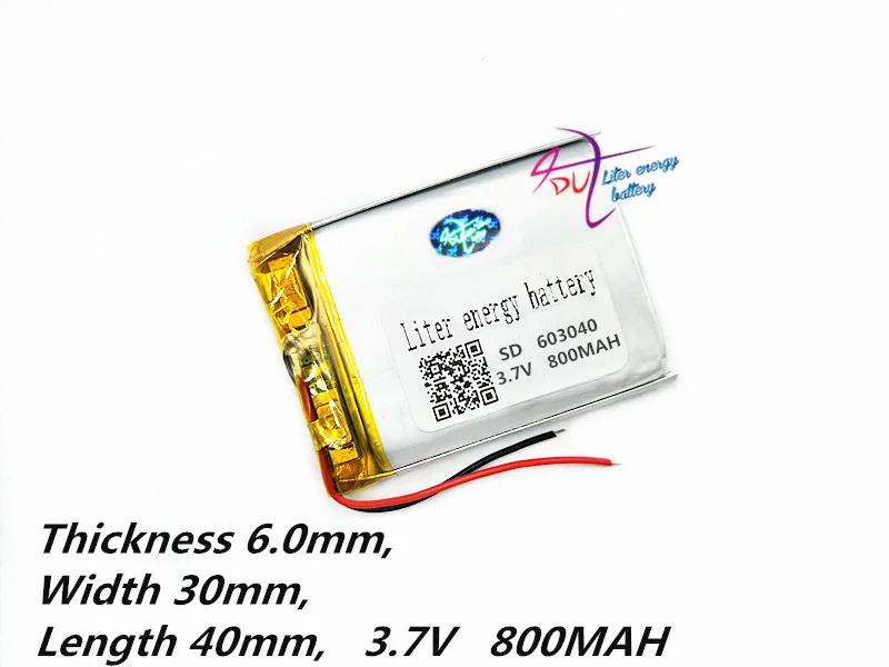 Batería de polímero de litio 063040 603040 3,7 V 800mah MP3 MP4 tableta GPS
