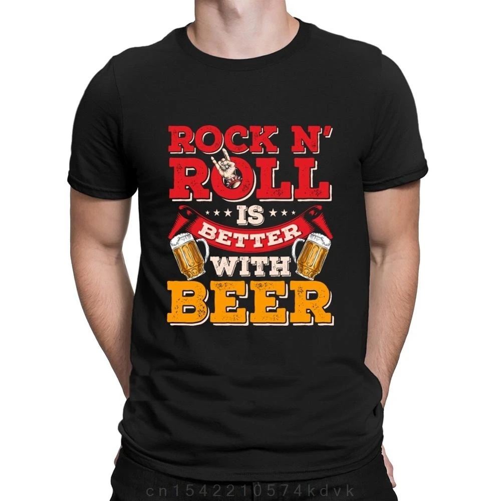 Funny Rock N Roll Beer Music Party High Quality Printing T-shirt Leisure Crew Neck Hot Sale Designing Hip Hop Tops Summer Latest