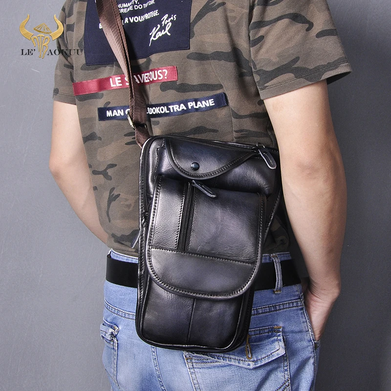 Imagem -03 - Qualidade de Couro dos Homens Design Casual Mensageiro Comprimidos Sling Bolsa Multifunction Moda Viagem Cinto Pacote Perna Bolsa Masculino 3112