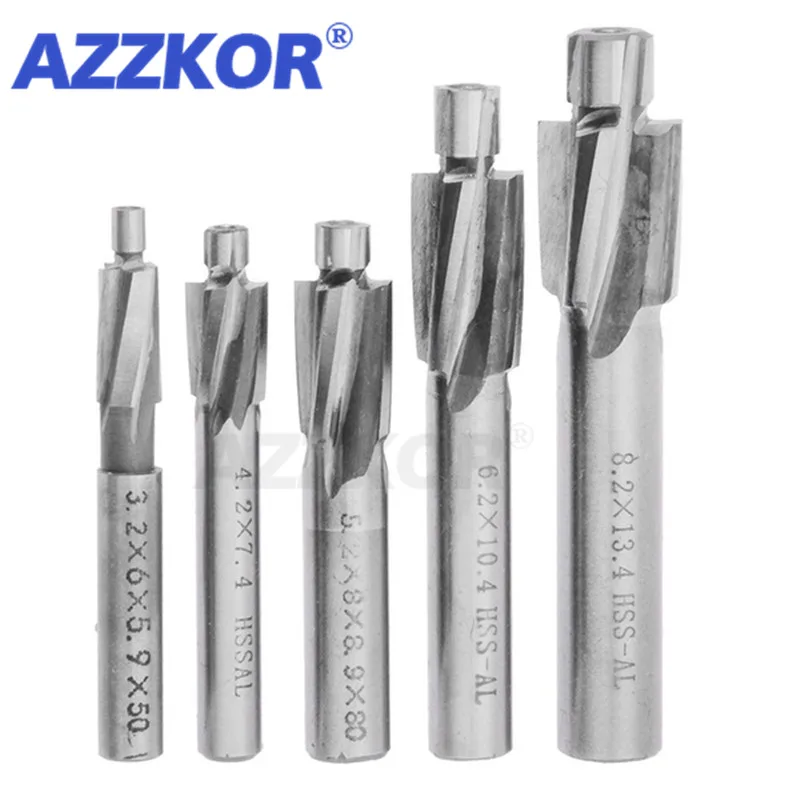 Pilot Slotting Countersink End Milling Flute HSS AL Cutter Pilot Slot Drill M3-M20 Wholesale Counterbore End Mill Tool 1pcs