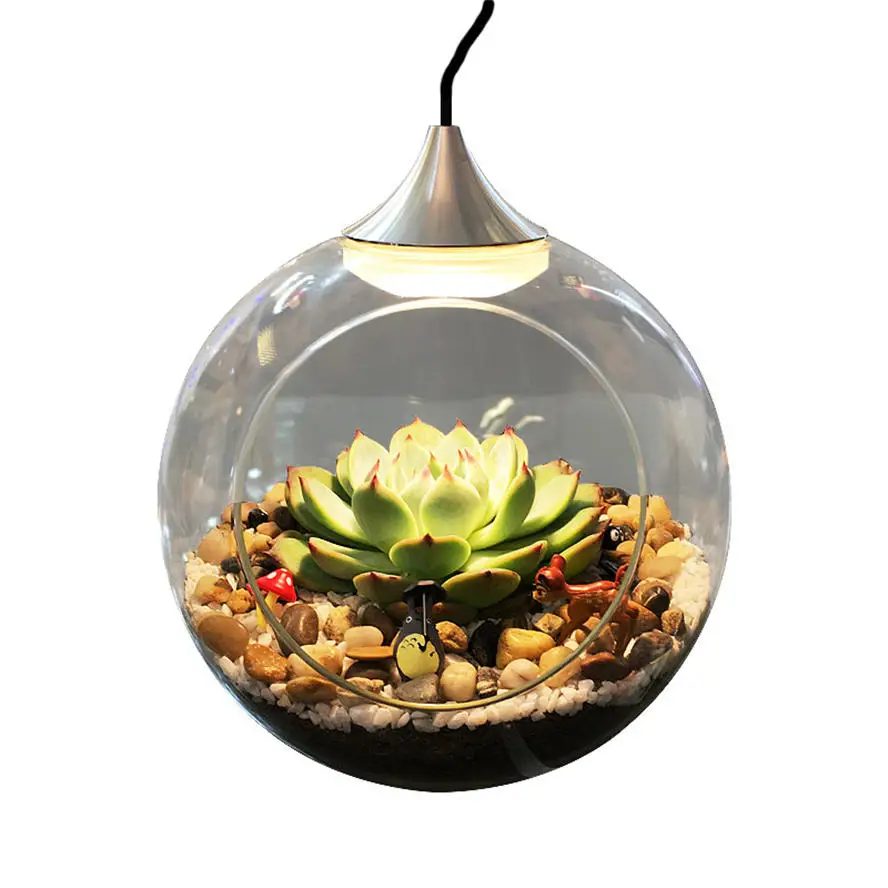 art deco Glass ball flower pot waterproof led pendant lights for dining room balcony coffee store hanging lamp suspension luster