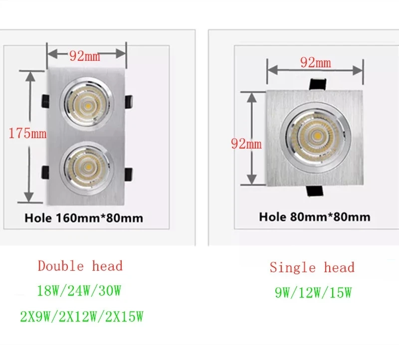 Imagem -04 - Diodo Emissor de Luz Regulável Incorporado Downlight 9w 12w 15w 18w 24w 30w Epistar Chip Cob Luzes do Ponto Lâmpada de Teto Ac90260v para Iluminação Doméstica