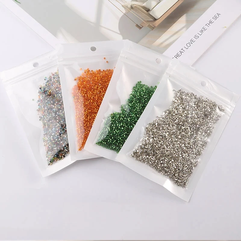 1000pcs/Bag 1.5mm Glass Tube Silver DIY Seed Beads Transparent Glass Bugle Seedbeads Craft Jewelry Sewing Garment Accessories