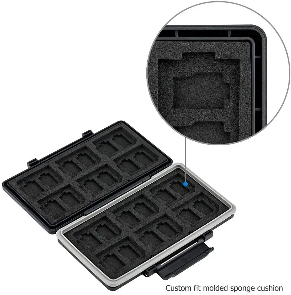 36 فتحات غلاف بطاقة ذاكرة مقاومة للماء المضادة للصدمات بطاقة الذاكرة المحفظة ل 24 مايكرو SD SDXC TF بطاقات و 12 SD SDXC SDHC بطاقات