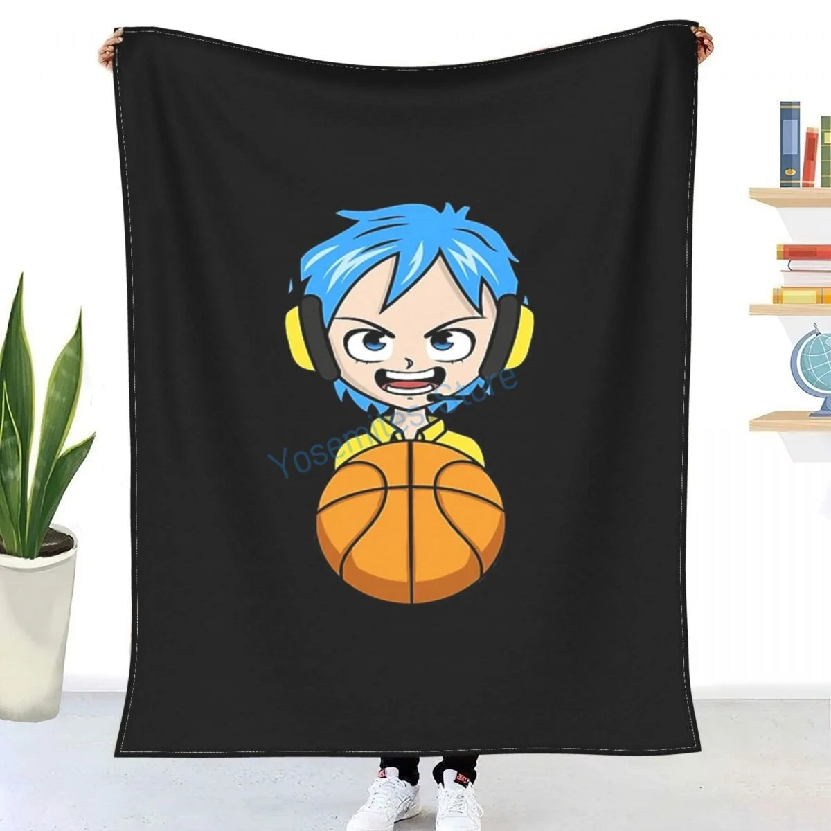 

Just A Girl Who Loves Anime And Basketball Funny Throw Blanket Winter flannel bedspreads, bed sheets, blankets on cars and