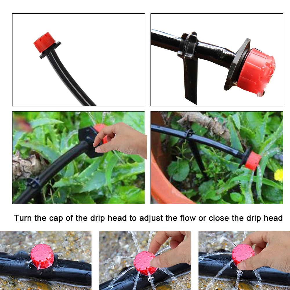 Emettitore gocciolatore per irrigazione per letti di fiori Irrigatore per irrigazione anti-intasamento per verdure 4/7mm 50 pezzi Micro ugelli regolabili