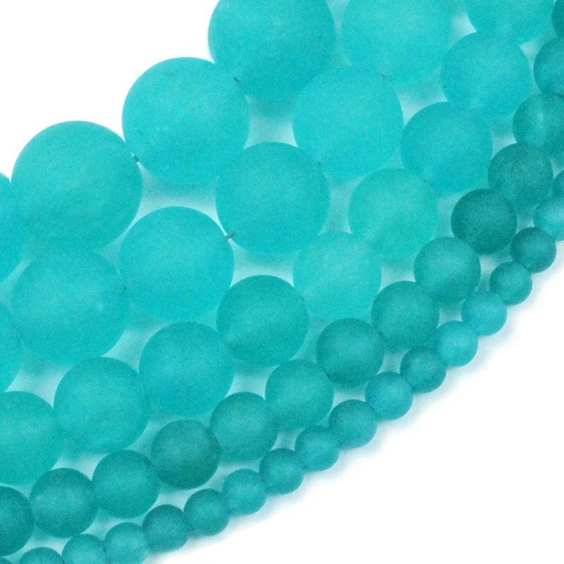 Natural Matte  Green Chalcedony Stone  Round Loose Spacer Beads 4 6 8 10 12mm Pick Size for Jewelry Making DIY Bracelet Necklace