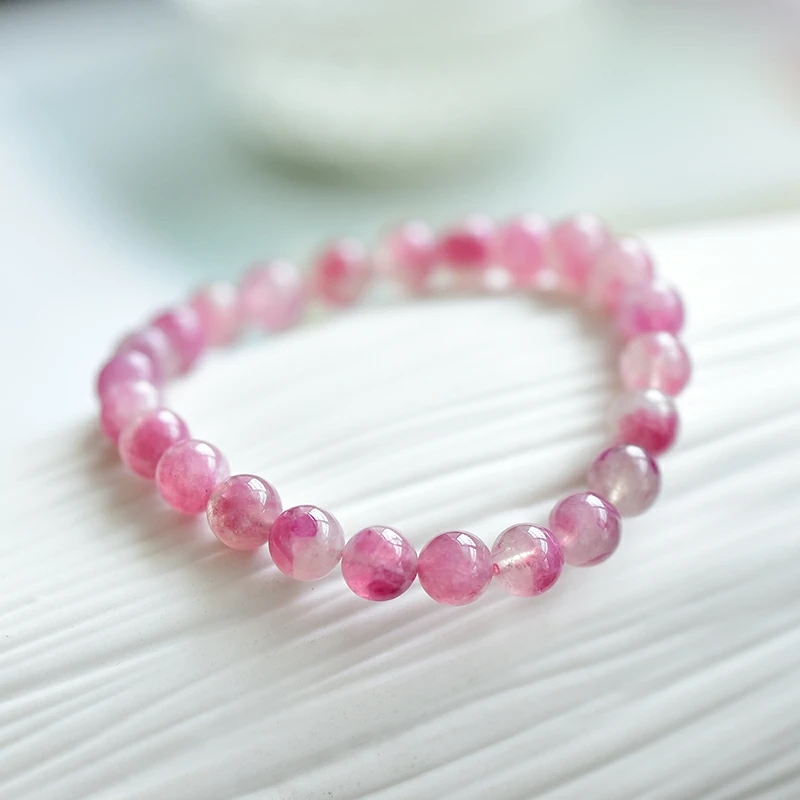 

Natural Watermelon Red Tourmaline Lepidolite Stretch Bracelet 8mm 10mm Women Rose Red Round Beads Jewelry Femme AAAAA