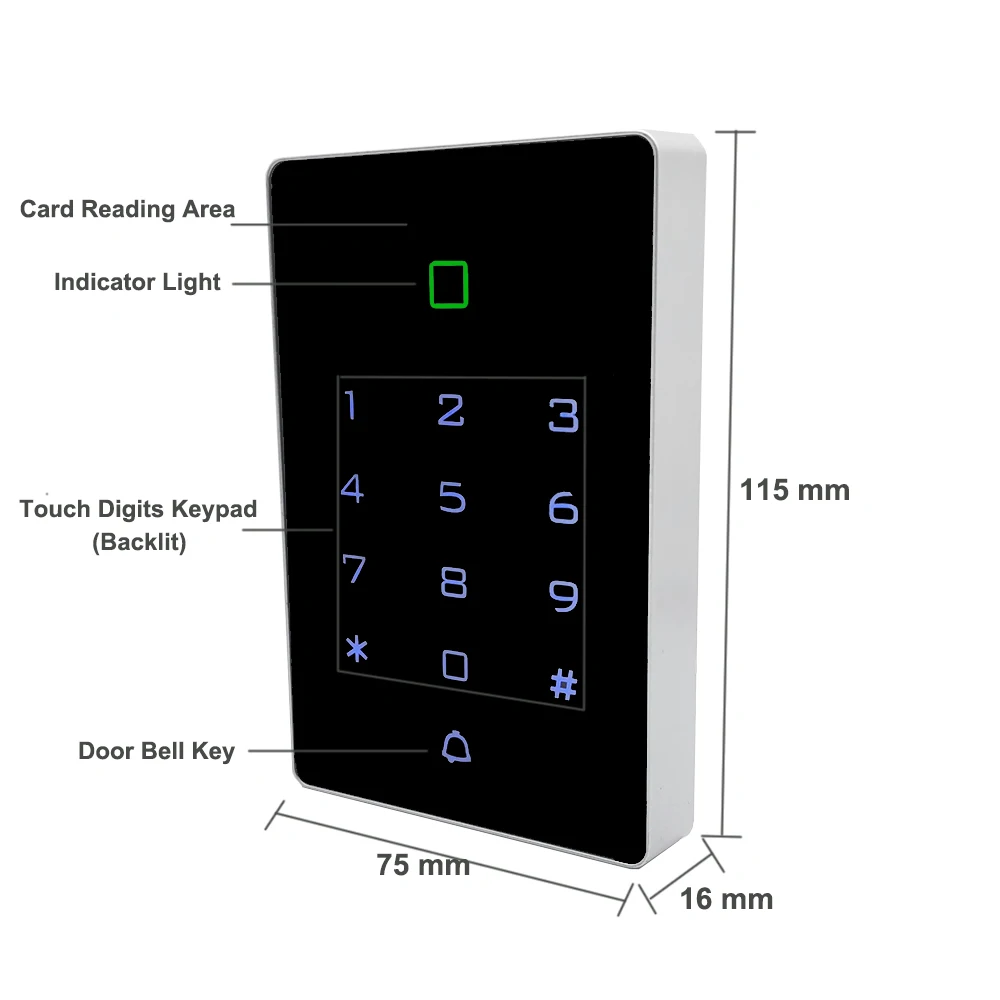 IP65 Waterproof RFID EM 125khz Proximity Card Outdoor Touch Keypad Controller Door Access Control System