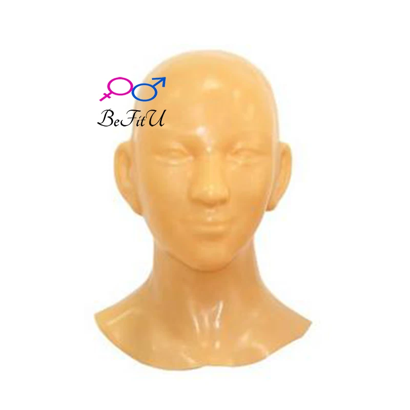 BEFITU Latex Mask with Zipper 3D Hat  Fetish Hoods  Sexy Surfaces Cap cosplay Bonnet Smooth Headgear