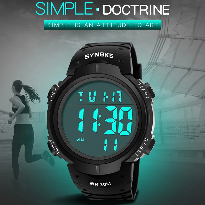 SYNOKE Watches Men 30M Waterproof Electronic LED Digital Watch Men Outdoor Mens Sports Wrist Watches Stopwatch Relojes Hombre