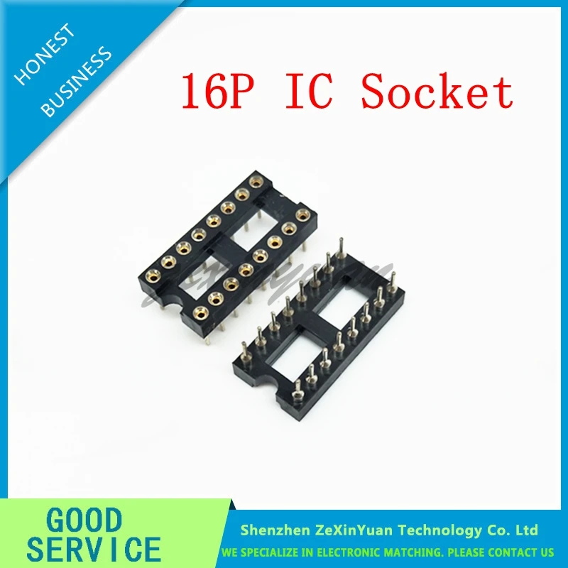 10pcs Round Hole 16 Pins 2.54MM DIP 2.54 DIP16 IC Sockets Adaptor Solder Type 16 PIN IC Connector