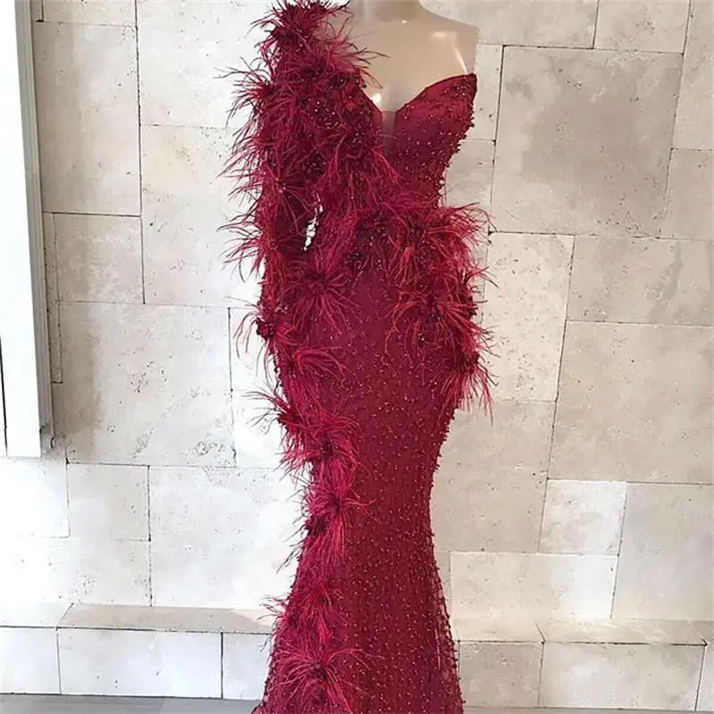 Vestidos de Fiesta de sirena de un hombro, cuentas de encaje, apliques florales 3D, longitud hasta el suelo, formales, vestidos de gala hechos a medida, 2021