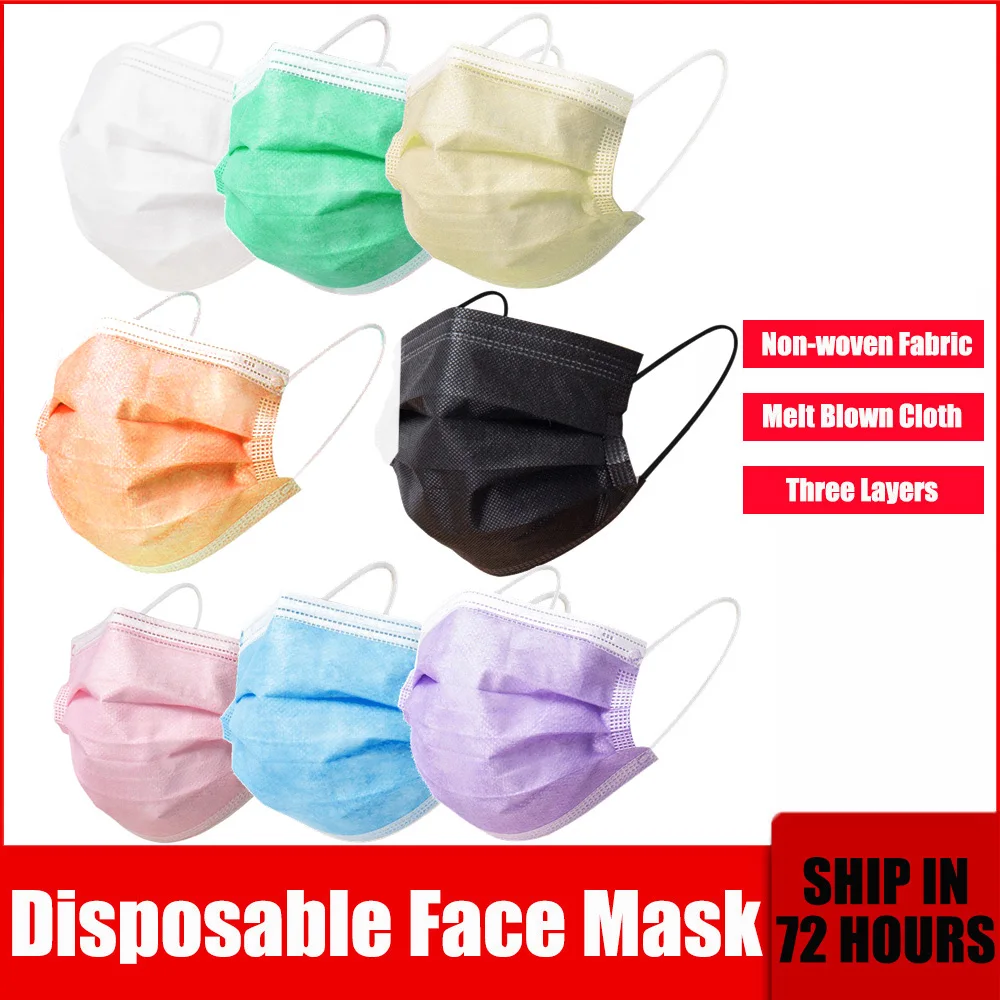 

3 Layer Disposable Mask Pink White Black Mouth Mask Adult Breathable Non-woven Earloop Safety Anti Dust Mask Fast Shipping