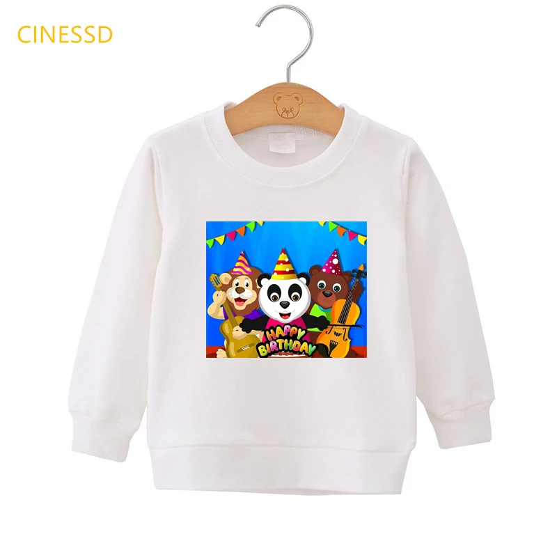 

Sweatshirt Winter Clothes For Kids Boy Girl Funny Graphic Hoodie Panda Print Happy Birthday Top Outwear Jacket Velvet 3-13 Year